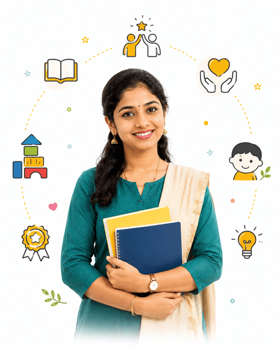Teacher helping children